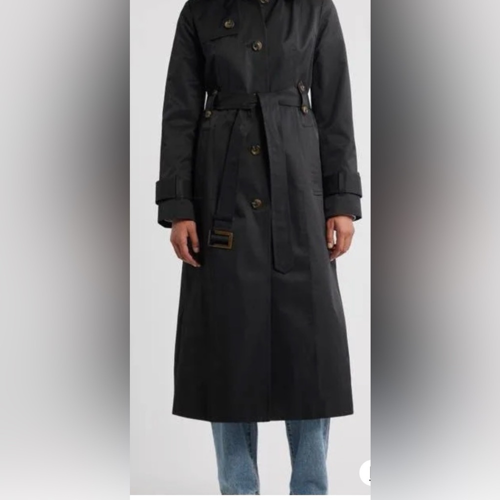 London Fog Elegant Black Trench Coat - Picture 4 of 6